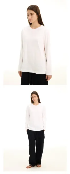 Design Long Sleeve Crew Neck T-Shirt White - 28