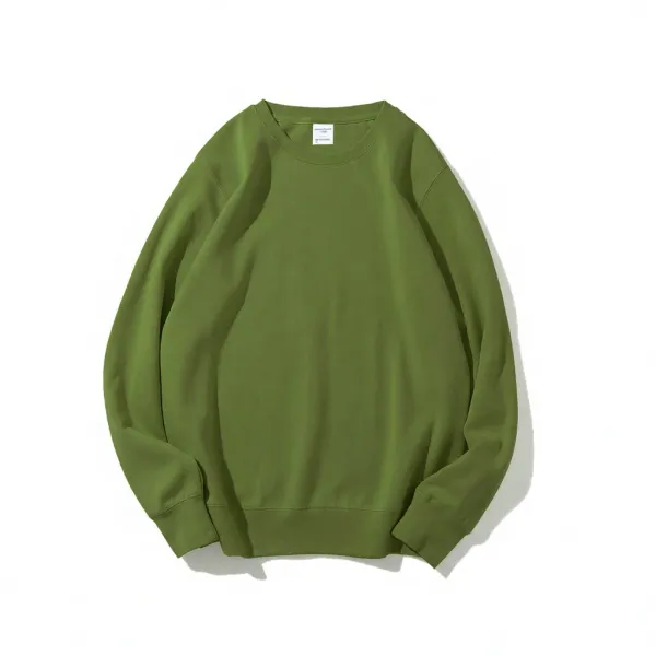 Design Basic Crewneck Sweatshirt Olive Green Hoodie - 1