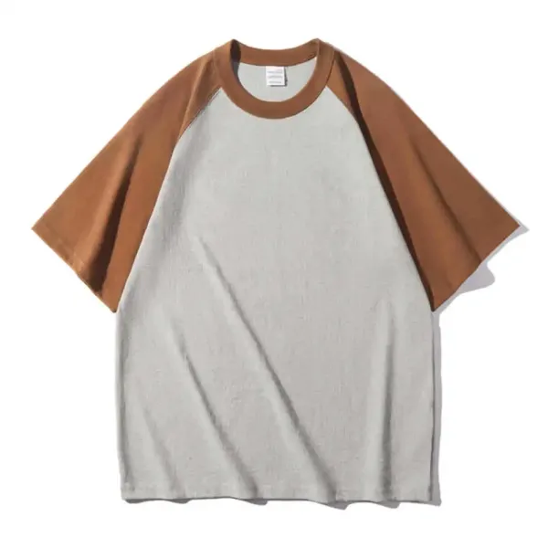 Design Raglan Sleeve T-Shirt Gray and Brown - 1