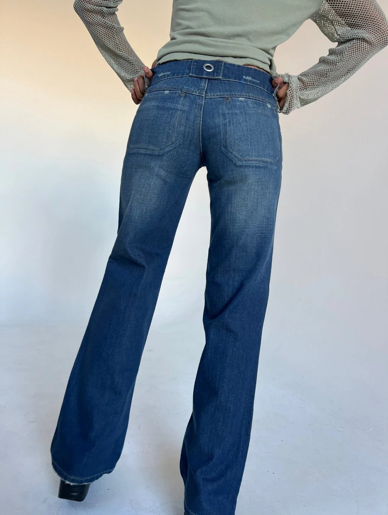 Design Junk Jeans Wide-Leg Blue Denim Jeans - 5