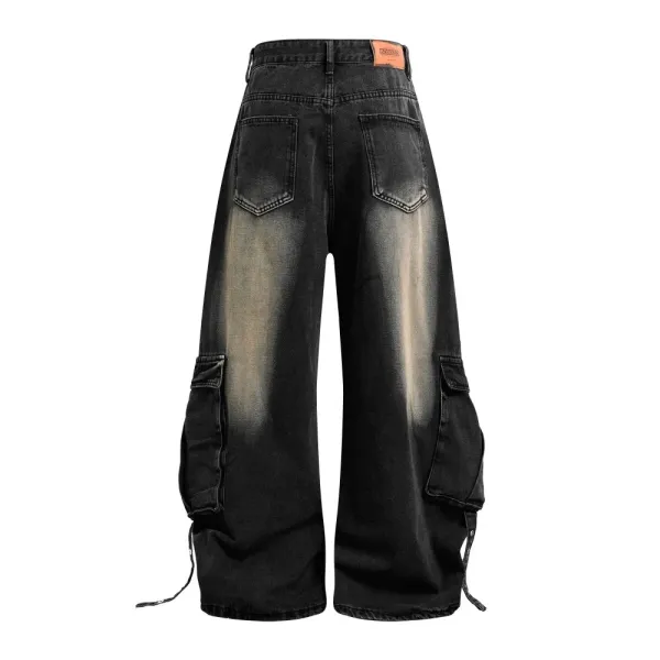 Design Wide-Leg Cargo Jeans Black Wash - 9
