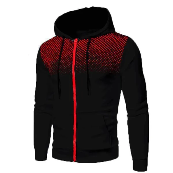 Design Gradient Dot Pattern Navy Zip-Up Hoodie - 4
