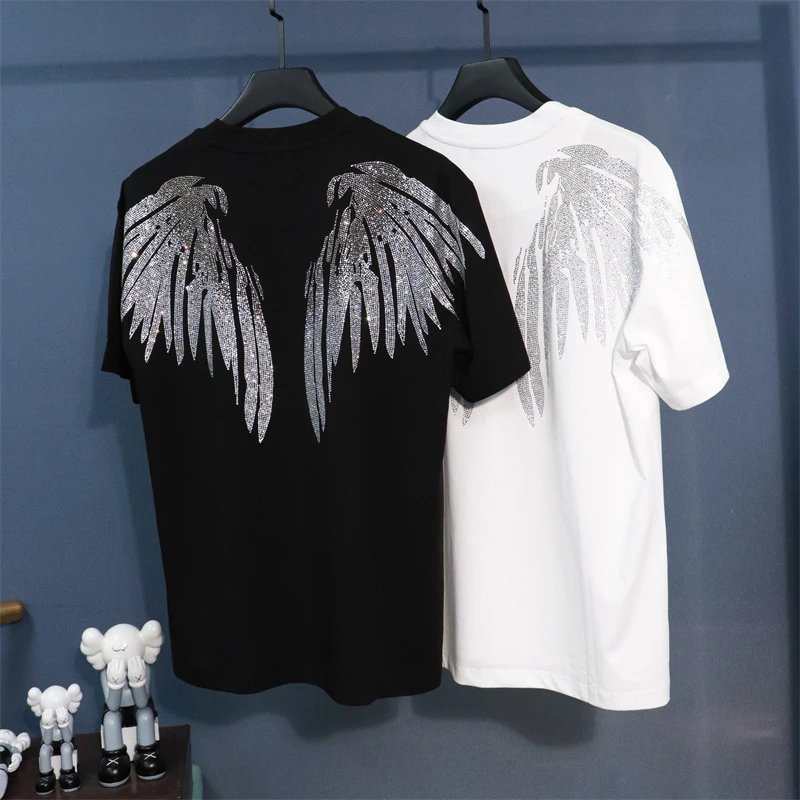 Marcelo Burlon County Of Milan Angel Wings Crystal Embellished Black T-Shirt - 19