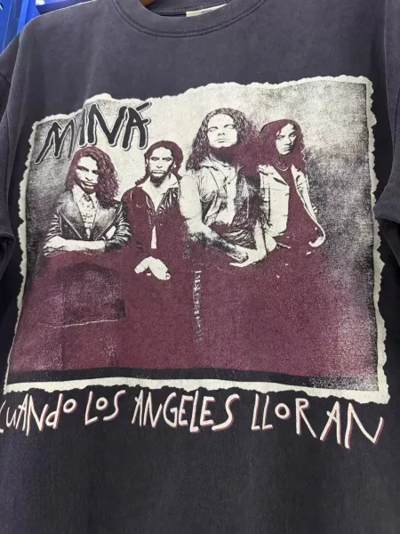 Design MANA Cuando Los Angeles Lloran Band Graphic T-Shirt Black T-Shirts - 13