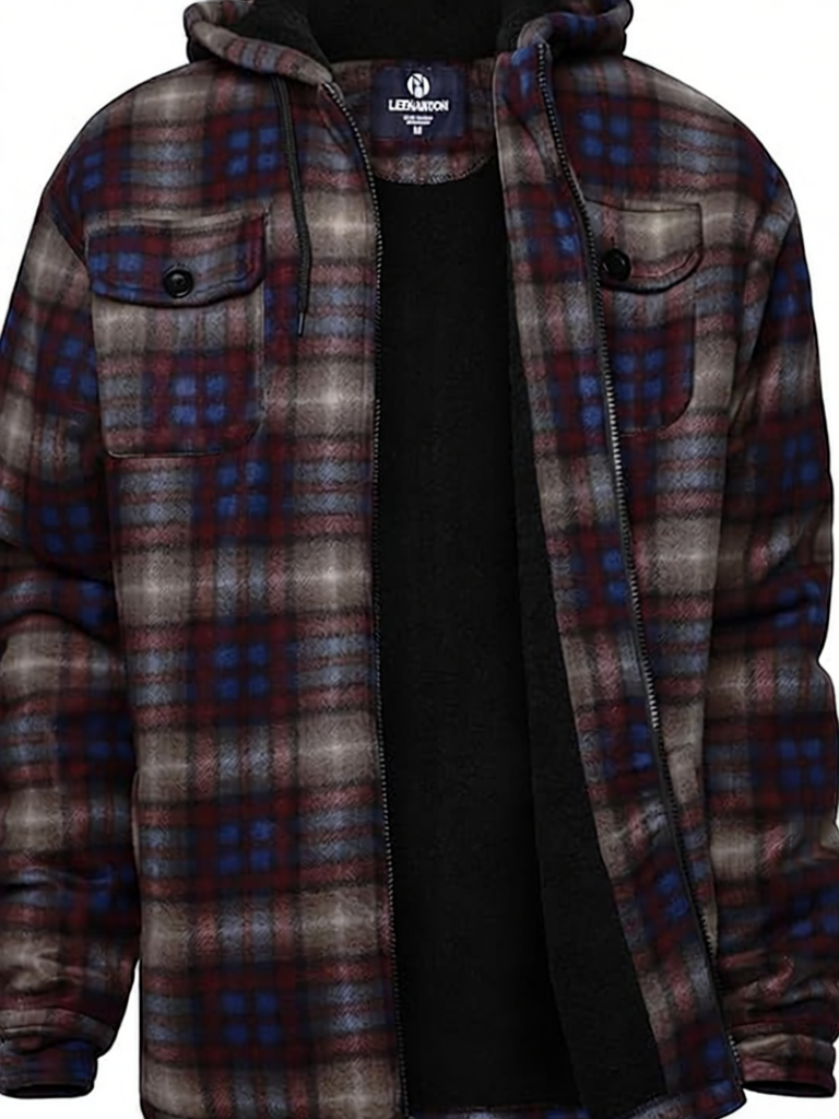 Design Ledburyton Plaid Fleece Hooded Jacket Multicolor Outerwear - 1