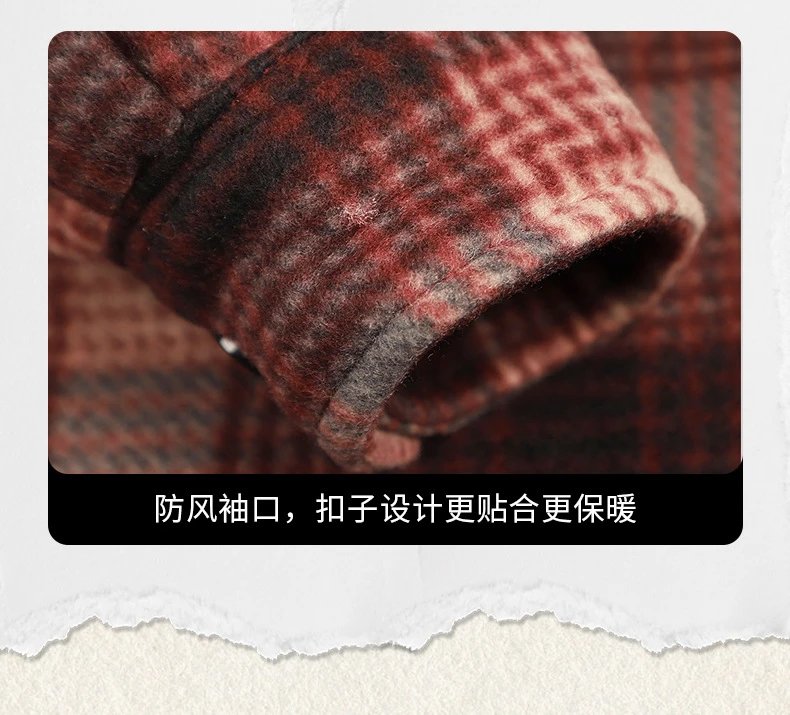 Design Flannel Hooded Jacket Army Green Black Plaid Outerwear - 13