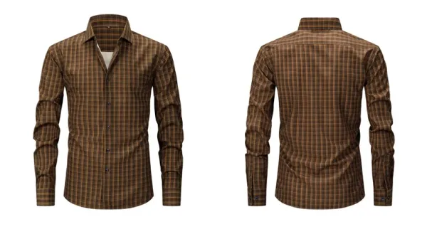 Design Classic Plaid Brown Shirt - 31