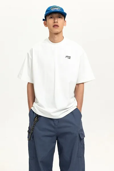 Design Embroidered Script Logo Burgundy Oversized T-Shirt - 14