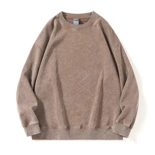 Design Acid Wash Purple Crewneck Sweatshirt Hoodie - 16