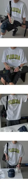 Design Florida Academy Graphic Print Oversized T-Shirt Gray T-Shirts - 6