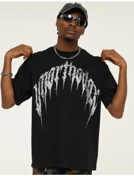 Design SAINT T-Shirt Acid Wash Black Graphic Tee T-Shirts - 14