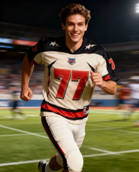 Design Kingson Custom Football Jersey 77 Cream Red Black Jersey - 5