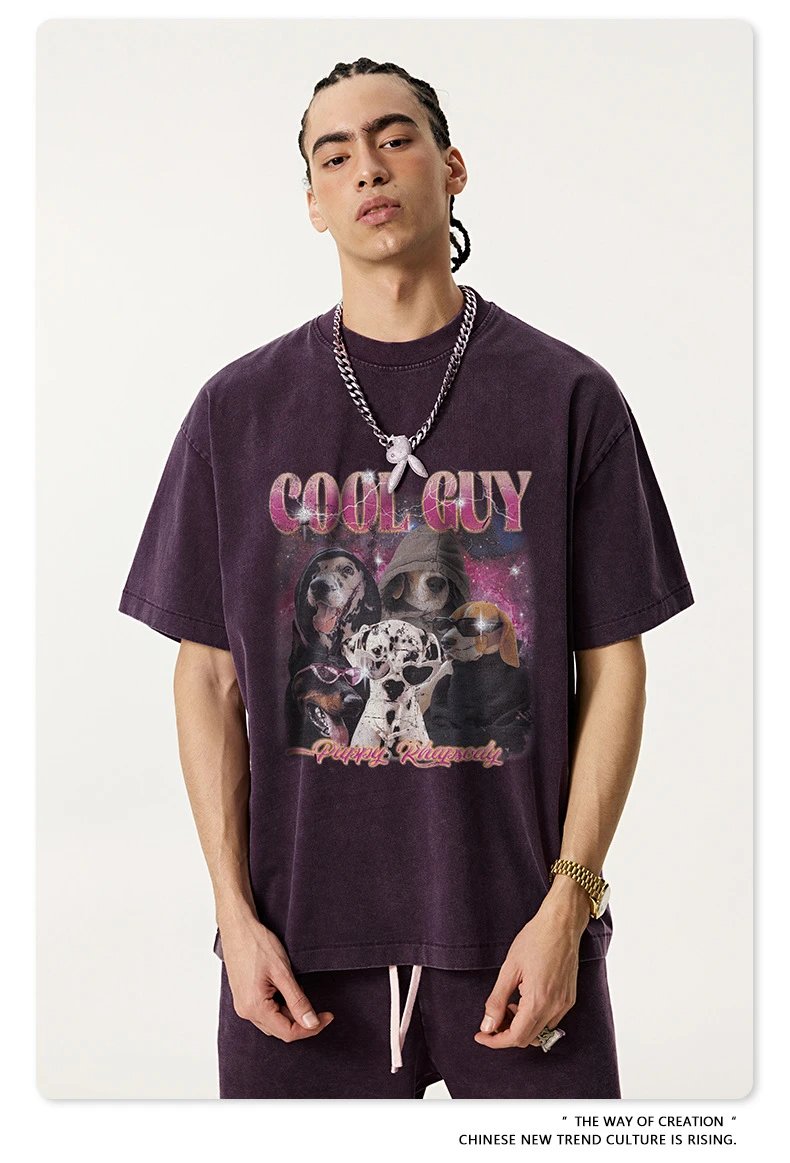 Design BE Thrived Cool Guy Puppy Rhapsody Vintage Black T-Shirt T-Shirts - 24