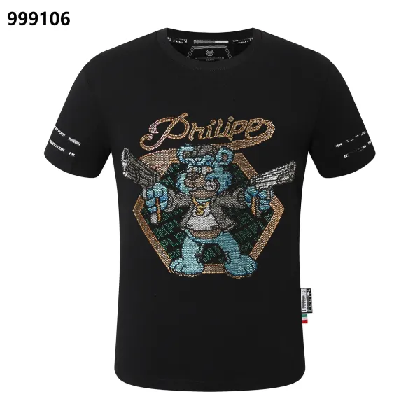Philipp Plein Lil Boo Skull Rhinestone Embellished Black T-Shirt - 5