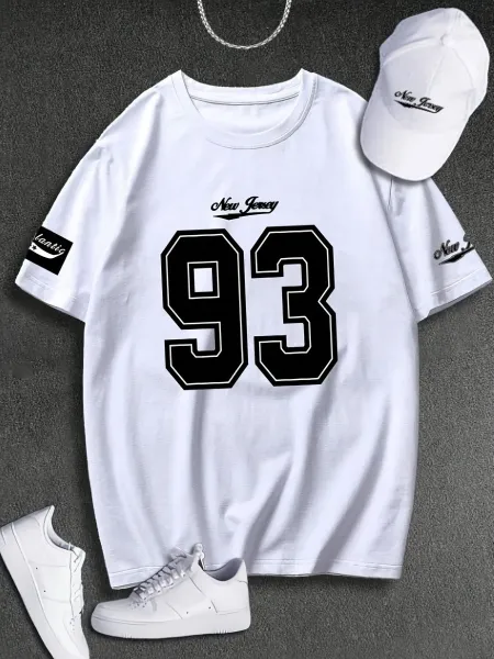 Design New Jersey 93 Graphic Tee White T-Shirt T-Shirts - 1