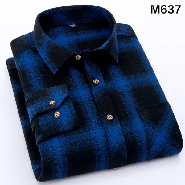 Design M637 Blue and Black Plaid Flannel Shirt Tops Shirt - 1
