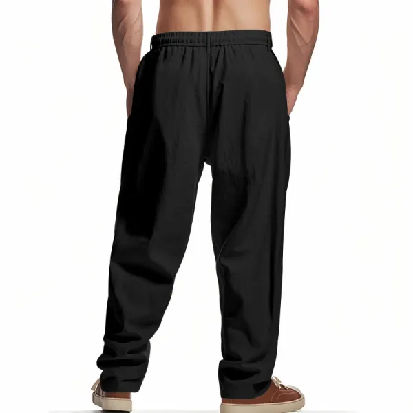 Design Wide-Leg Relaxed Fit Black Pants with Cuffed Hems - 19