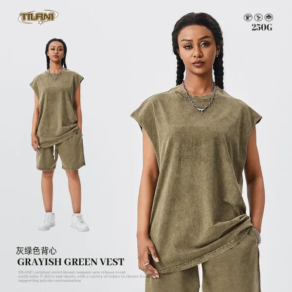 Design TILANI Grayish Green Vest Top - 1