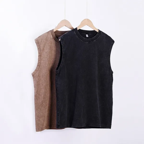Design Basic Sleeveless Crewneck Pink Vest-Top - 5