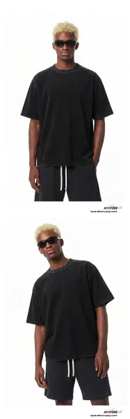 Design Silent Grey 3035 Washed Black Oversized T-Shirt T-Shirts - 18