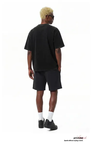 Design Silent Grey 3035 Washed Black Oversized T-Shirt T-Shirts - 20