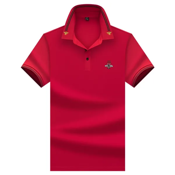 Design Bee Embroidered Red Polo Shirt Tops Polo - 1