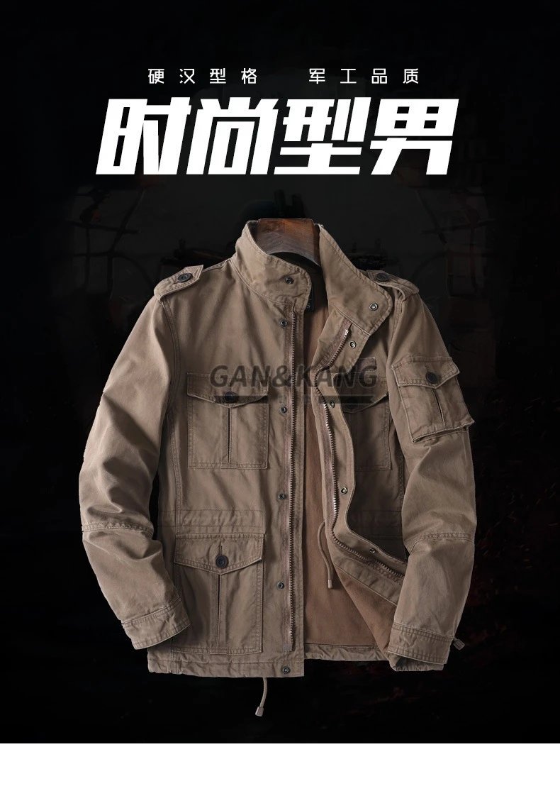 Design Gan & Kang Military-Style Field Jacket Olive Green Jacket Outerwear Jacket - 3