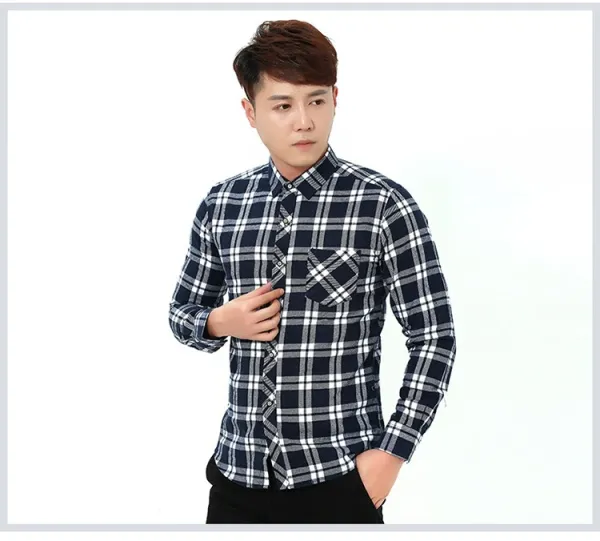 Design Black and White Checkered Flannel Shirt - 47