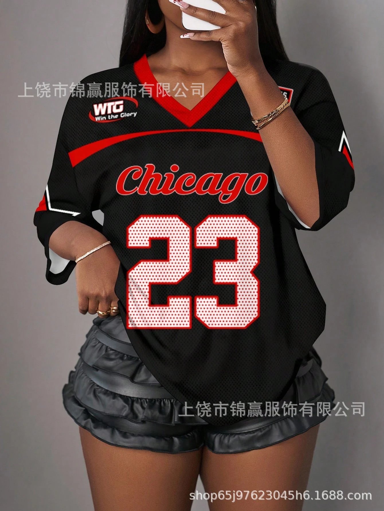 Design Make Money Not Friends Pink Black Butterfly V-Neck Jersey Tops Jersey - 3