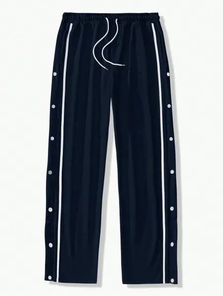 Design Button-Side Track Pants Gray Sweatpants - 13