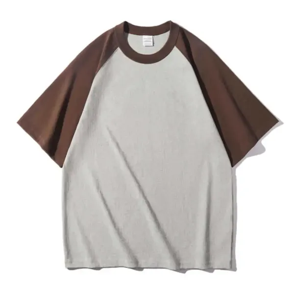 Design Raglan Sleeve T-Shirt Gray and Brown - 1