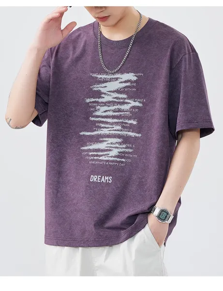 Design Graphic Print Purple Oversized T-Shirt - 15