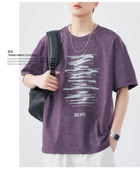 Design Graphic Print Purple Oversized T-Shirt - 16