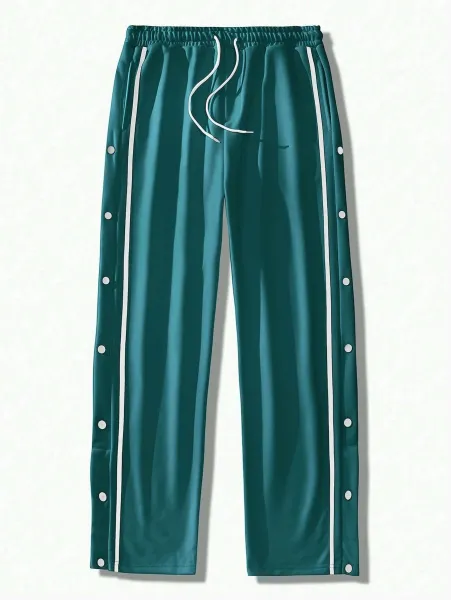 Design Button-Side Track Pants Gray Sweatpants - 47
