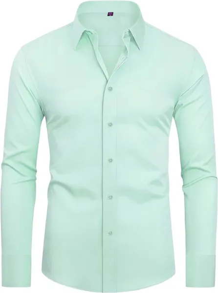 Design Classic Fit Mint Green Dress Shirt Tops.shirt - 1