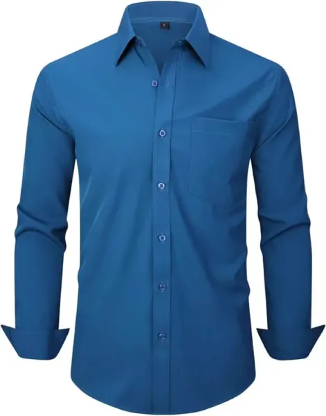 Design Classic Fit Solid Blue Button-Up Shirt - 1