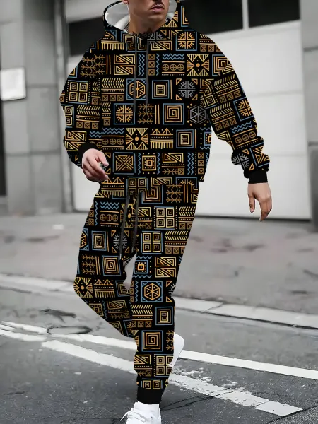 Design Camo Print Hoodie and Sweatpants Set Multicolor Tracksuit - 13