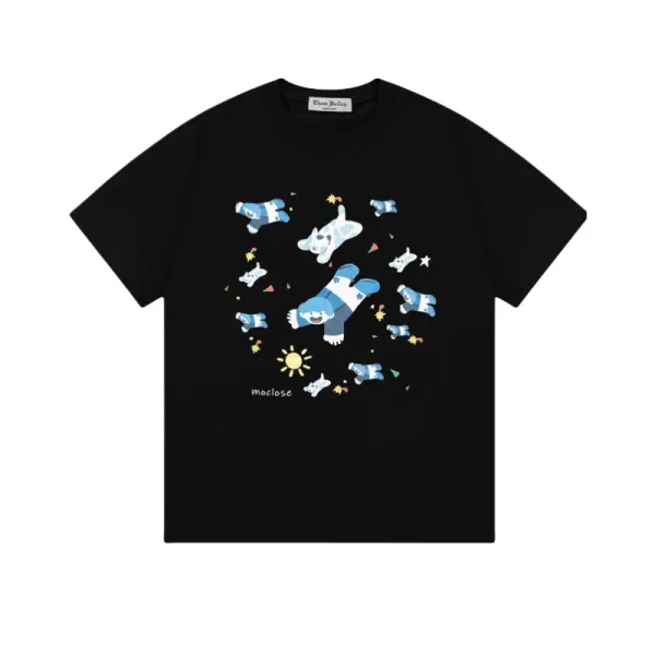 Design Moclose Cosmic Bear Print Black T-Shirt T-Shirts - 1