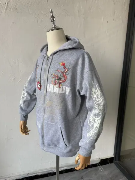 Design Ed Hardy Tattoo Hoodie Olive Green Zip-Up Hoodie - 12