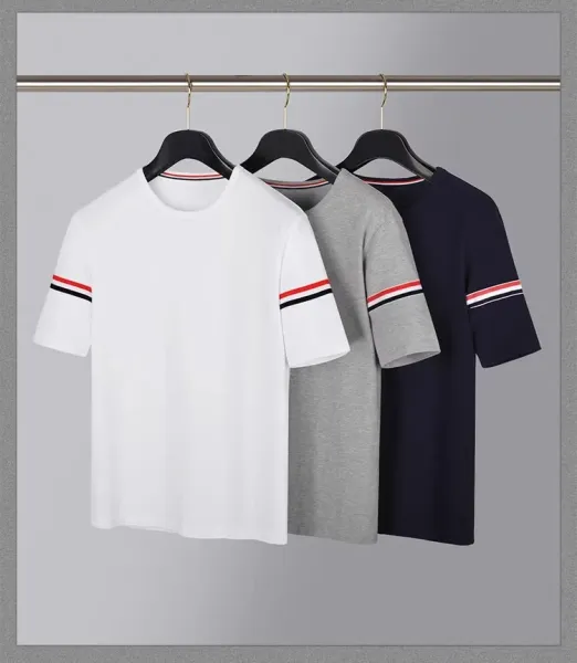 Design Striped Cuff T-Shirt Gray - 5