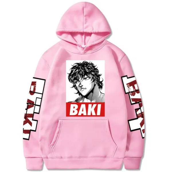Design Baki Hoodie White Anime Graphic Print Hoodie - 9