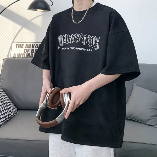 Design TOMORROW'S LAP Gothic Print Oversized Black T-Shirt - 5