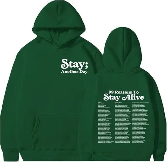 Design Stay Another Day Hoodie Forest Green - 1