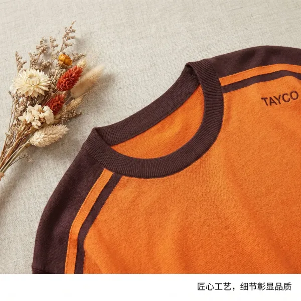 Design TAYCO Color-Block Knit T-Shirt Orange T-Shirts - 16