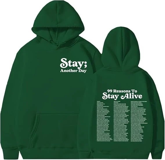 Design '100 Reasons To Stay Alive' Graphic Hoodie White - 12