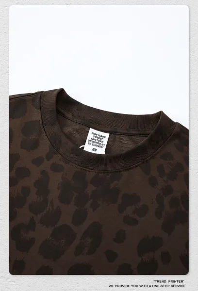 Design Beingmove Leopard Print Oversized T-Shirt Gray T-Shirts - 30