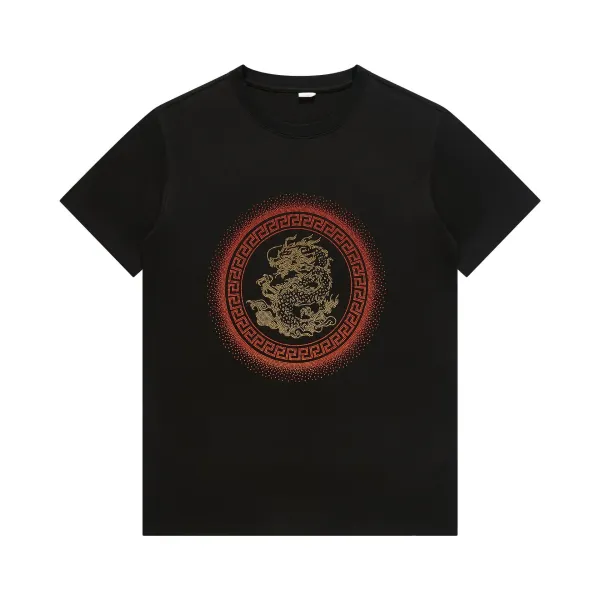 Design Dragon Embroidered Circle T-Shirt Black - 1