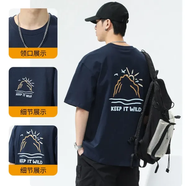 Design Keep It Wild Mountain Graphic T-Shirt Navy - 1