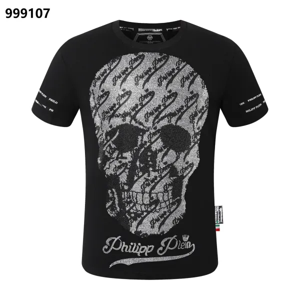 Philipp Plein Lil Boo Skull Rhinestone Embellished Black T-Shirt - 8