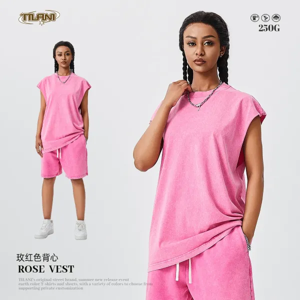 Design TILANI Rose Vest Pink Sleeveless Top Tops - 1